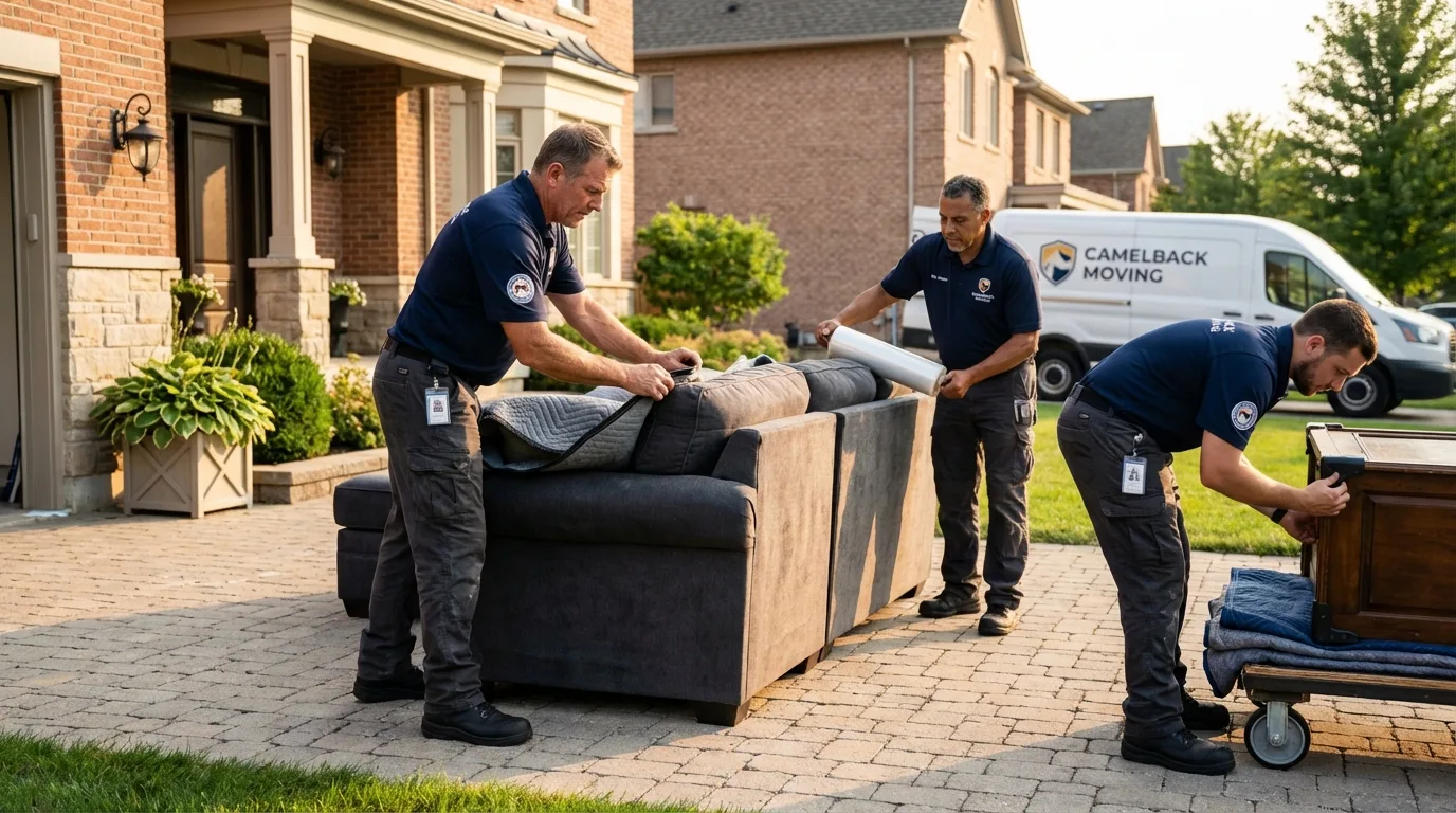 Large estate moving crew wrapping furniture in Bellows Falls, VT